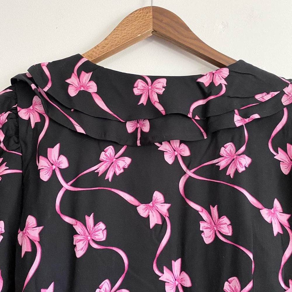 Miss Selfridge Black Dress with Pink Bow Pattern - Picture 4 of 6